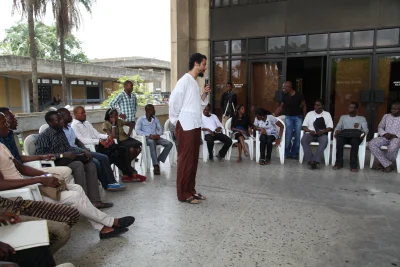 Brett Cook, workshops with University of Lagos students, Main Auditorium, Unilag, 2020.